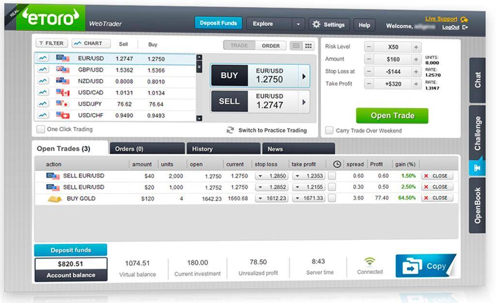 eToro: web terminal