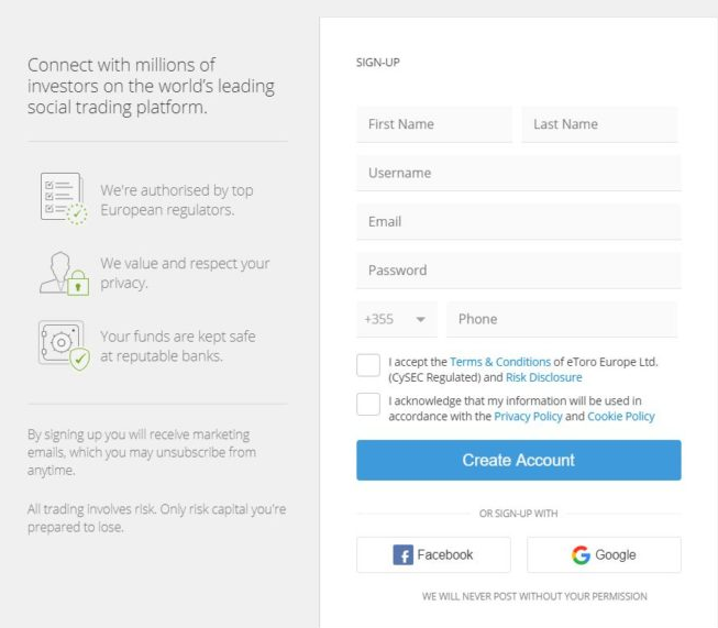 eToro: registration and login 2