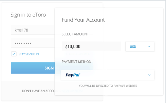 eToro: account replenishment